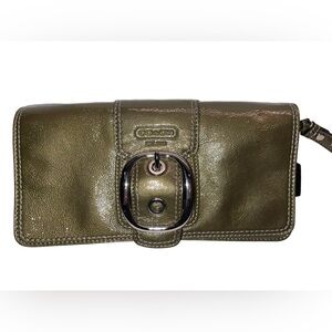 Coach - patent - wristlet - olive green- gorgeous!